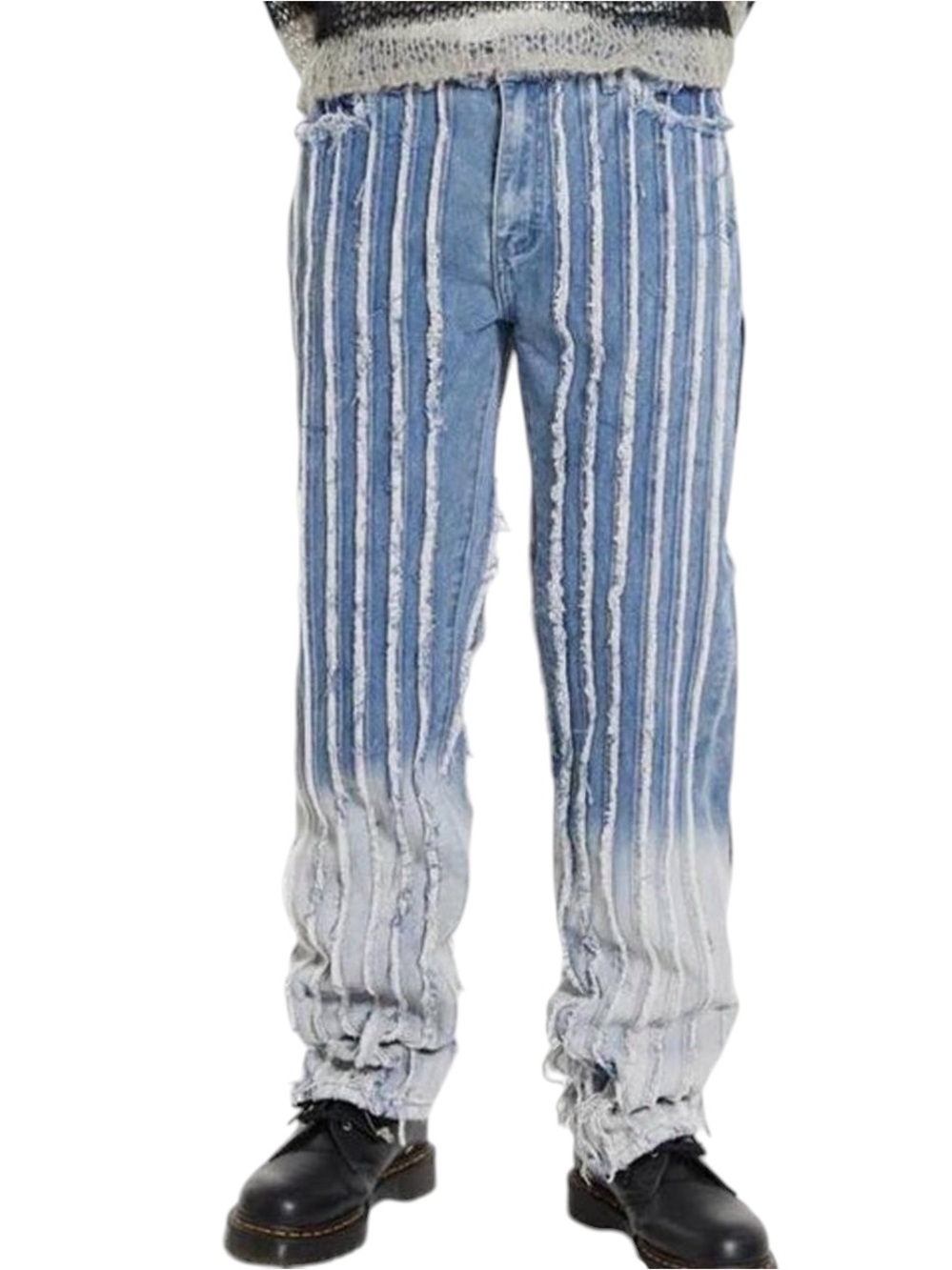 Jared London jeans Faded Blue Frayed Panelled Straight Leg Jeans